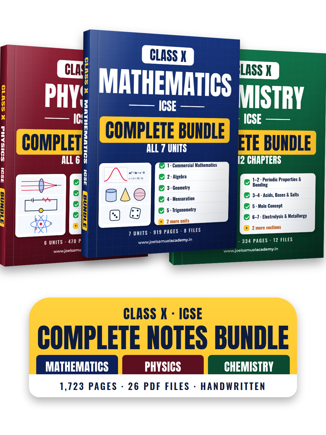 ICSE Class 10 — Mathematics, Physics & Chemistry Bundle